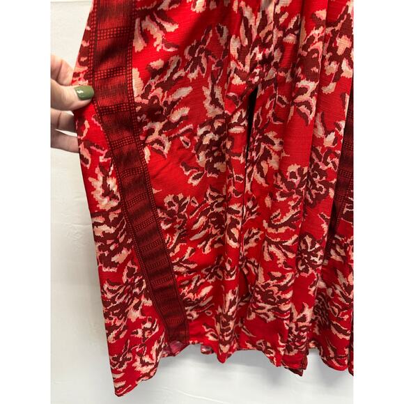 NWT Knox Rose Red Floral Boho Maxi Dress Long Sleeve Rayon Size Large Resort - Picture 3 of 11